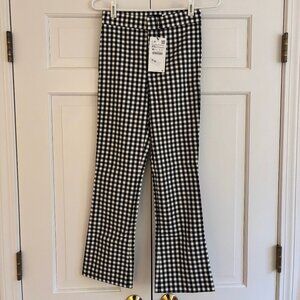 Zara White & Black Check High Waist Ankle Pant